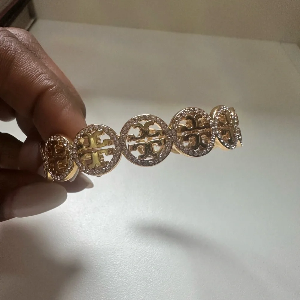 Tory Burch Gold Miller Pave Cuff - Picture 5 of 7